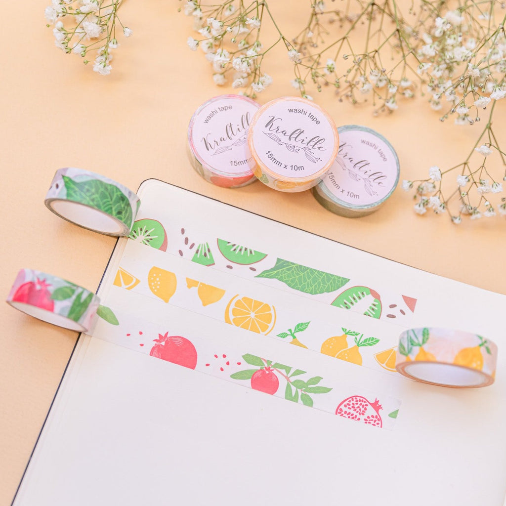 Set de 3 washi tapes motifs fruits - Kraftille