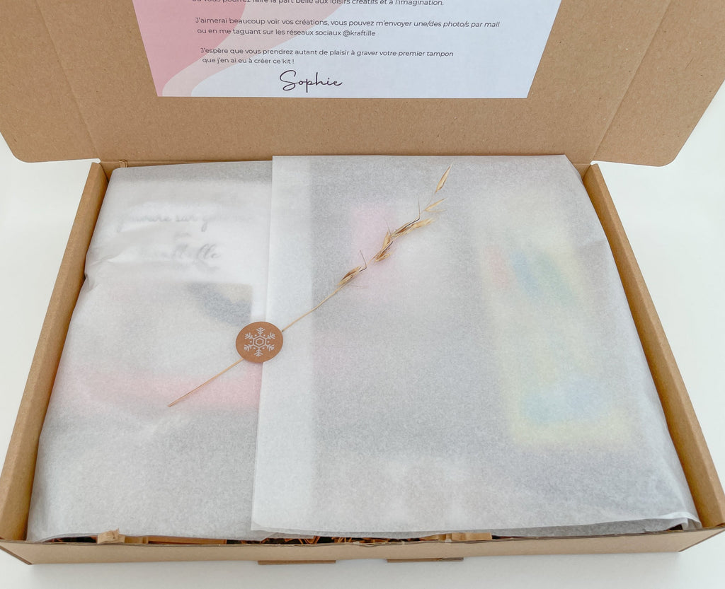 Kit de gravure de tampon en gomme pour les passionnés du Japon et de la linogravure - Kraftille