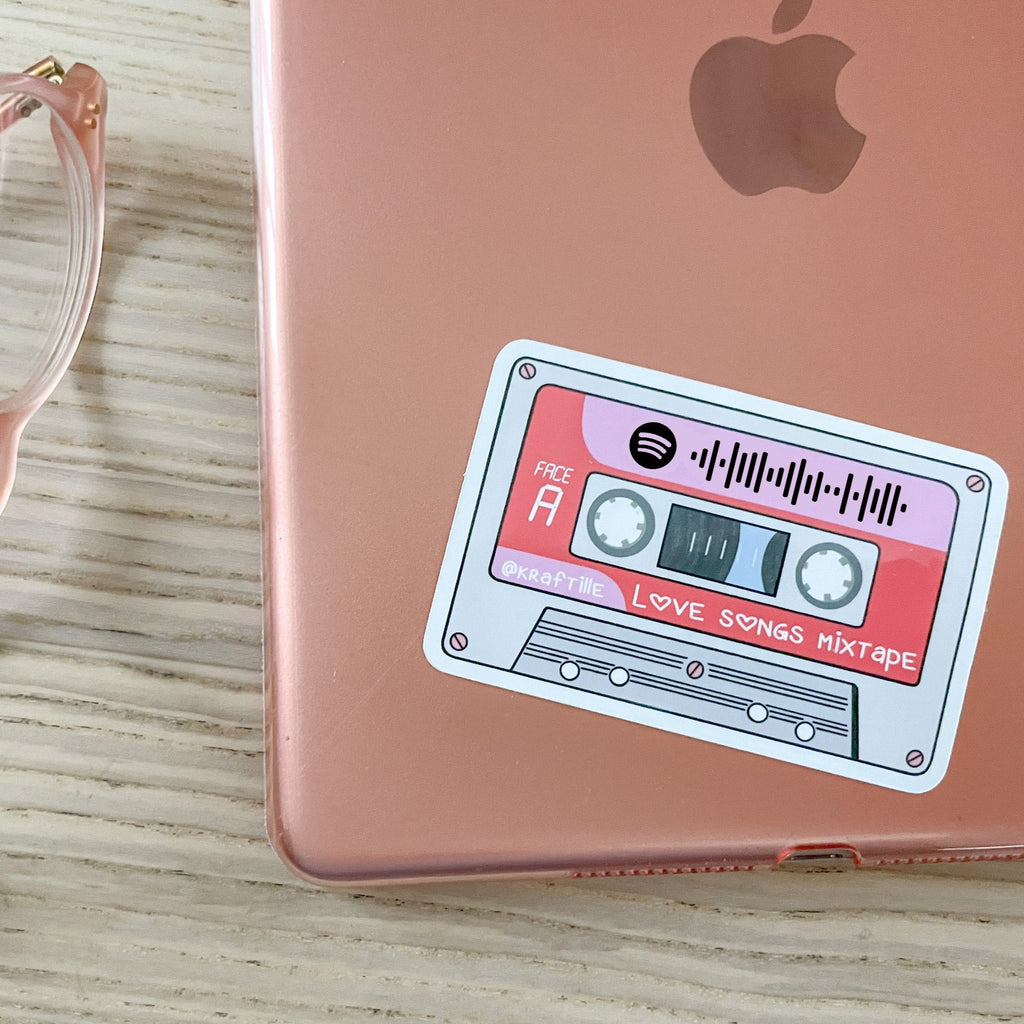 Sticker cassette audio avec code Spotify vers une playlist mixtape de chansons d'amour, la mixtape est déjà prête ! - Kraftille